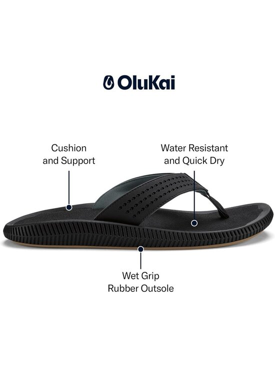 Men\'s Black Resistant Flip Flops Arch Support Comfort Fit Beach Sandal Shoes main image 5
